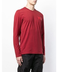 dunkelrotes bedrucktes Langarmshirt von Y-3