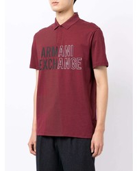 dunkelrotes bedrucktes Polohemd von Armani Exchange