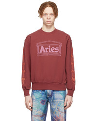 dunkelrotes bedrucktes Sweatshirt von Aries