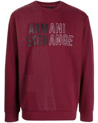 dunkelrotes bedrucktes Sweatshirt von Armani Exchange