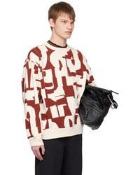 dunkelrotes bedrucktes Sweatshirt von Dries Van Noten