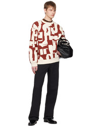 dunkelrotes bedrucktes Sweatshirt von Dries Van Noten