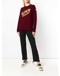 dunkelrotes bedrucktes Sweatshirt von Moncler