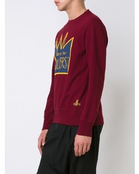 dunkelrotes bedrucktes Sweatshirt von Vivienne Westwood MAN