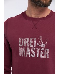 dunkelrotes bedrucktes Sweatshirt von Dreimaster
