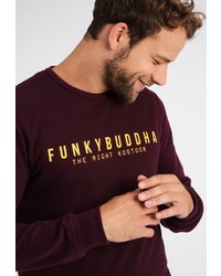 dunkelrotes bedrucktes Sweatshirt von Funky Buddha