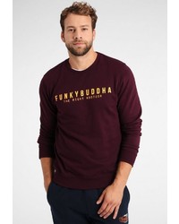 dunkelrotes bedrucktes Sweatshirt von Funky Buddha