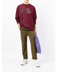 dunkelrotes bedrucktes Sweatshirt von Armani Exchange