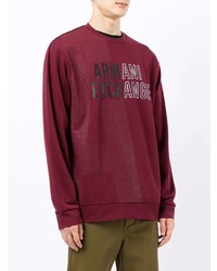 dunkelrotes bedrucktes Sweatshirt von Armani Exchange