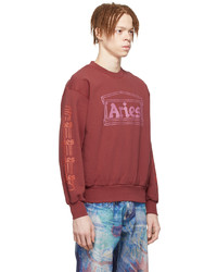 dunkelrotes bedrucktes Sweatshirt von Aries