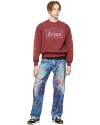 dunkelrotes bedrucktes Sweatshirt von Aries