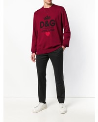 dunkelrotes bedrucktes Sweatshirt von Dolce & Gabbana