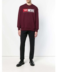 dunkelrotes bedrucktes Sweatshirt von Diesel