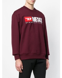 dunkelrotes bedrucktes Sweatshirt von Diesel