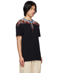 dunkelrotes bedrucktes T-Shirt mit einem Rundhalsausschnitt von Marcelo Burlon County of Milan