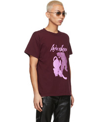 dunkelrotes bedrucktes T-Shirt mit einem Rundhalsausschnitt von LU'U DAN