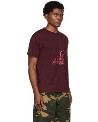 dunkelrotes bedrucktes T-Shirt mit einem Rundhalsausschnitt von LU'U DAN