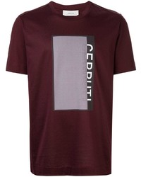 dunkelrotes bedrucktes T-Shirt mit einem Rundhalsausschnitt von Cerruti 1881