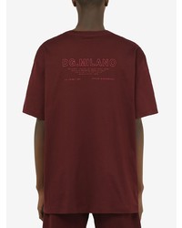 dunkelrotes bedrucktes T-Shirt mit einem Rundhalsausschnitt von Dolce & Gabbana