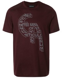 dunkelrotes bedrucktes T-Shirt mit einem Rundhalsausschnitt von Emporio Armani