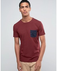 dunkelrotes bedrucktes T-Shirt mit einem Rundhalsausschnitt von Esprit