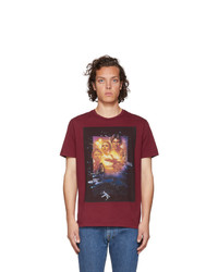 dunkelrotes bedrucktes T-Shirt mit einem Rundhalsausschnitt von Etro