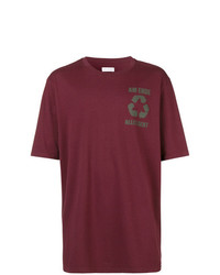 dunkelrotes bedrucktes T-Shirt mit einem Rundhalsausschnitt von Faith Connexion