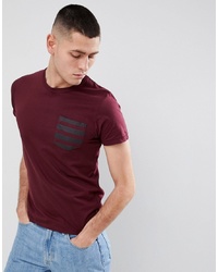 dunkelrotes bedrucktes T-Shirt mit einem Rundhalsausschnitt von French Connection