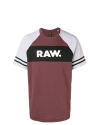 dunkelrotes bedrucktes T-Shirt mit einem Rundhalsausschnitt von G-Star Raw Research
