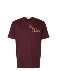 dunkelrotes bedrucktes T-Shirt mit einem Rundhalsausschnitt von Gieves & Hawkes