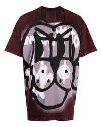 dunkelrotes bedrucktes T-Shirt mit einem Rundhalsausschnitt von Givenchy
