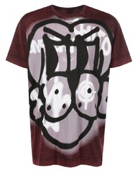 dunkelrotes bedrucktes T-Shirt mit einem Rundhalsausschnitt von Givenchy