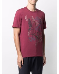 dunkelrotes bedrucktes T-Shirt mit einem Rundhalsausschnitt von Ermenegildo Zegna XXX