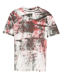 dunkelrotes bedrucktes T-Shirt mit einem Rundhalsausschnitt von Haculla