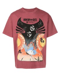 dunkelrotes bedrucktes T-Shirt mit einem Rundhalsausschnitt von HONOR THE GIFT