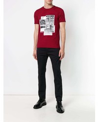 dunkelrotes bedrucktes T-Shirt mit einem Rundhalsausschnitt von Diesel Black Gold