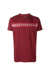 dunkelrotes bedrucktes T-Shirt mit einem Rundhalsausschnitt von Kappa