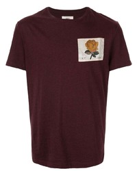 dunkelrotes bedrucktes T-Shirt mit einem Rundhalsausschnitt von Kent & Curwen