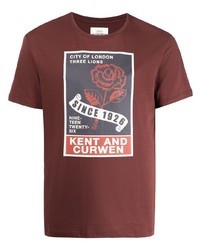 dunkelrotes bedrucktes T-Shirt mit einem Rundhalsausschnitt von Kent & Curwen
