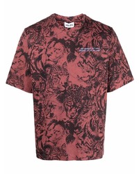 dunkelrotes bedrucktes T-Shirt mit einem Rundhalsausschnitt von Kenzo