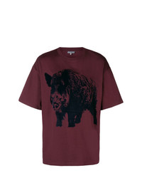 dunkelrotes bedrucktes T-Shirt mit einem Rundhalsausschnitt von Lanvin