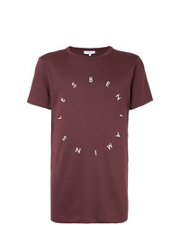 dunkelrotes bedrucktes T-Shirt mit einem Rundhalsausschnitt von Les Benjamins