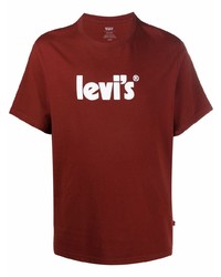 dunkelrotes bedrucktes T-Shirt mit einem Rundhalsausschnitt von Levi's