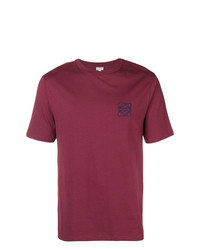 dunkelrotes bedrucktes T-Shirt mit einem Rundhalsausschnitt von Loewe