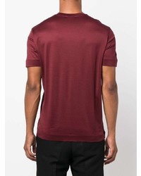 dunkelrotes bedrucktes T-Shirt mit einem Rundhalsausschnitt von Emporio Armani