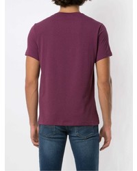 dunkelrotes bedrucktes T-Shirt mit einem Rundhalsausschnitt von Armani Exchange