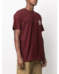 dunkelrotes bedrucktes T-Shirt mit einem Rundhalsausschnitt von Carhartt WIP