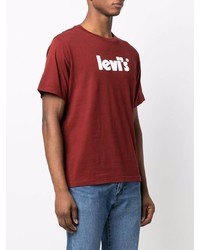 dunkelrotes bedrucktes T-Shirt mit einem Rundhalsausschnitt von Levi's