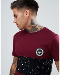 dunkelrotes bedrucktes T-Shirt mit einem Rundhalsausschnitt von Hype