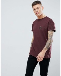 dunkelrotes bedrucktes T-Shirt mit einem Rundhalsausschnitt von New Look